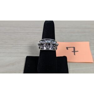 Silver Tone Skull Band Ring Gothic Biker Punk Skull Ring Size 7